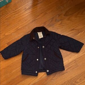 First Impressions Navy and Brown Quilted Barn coat